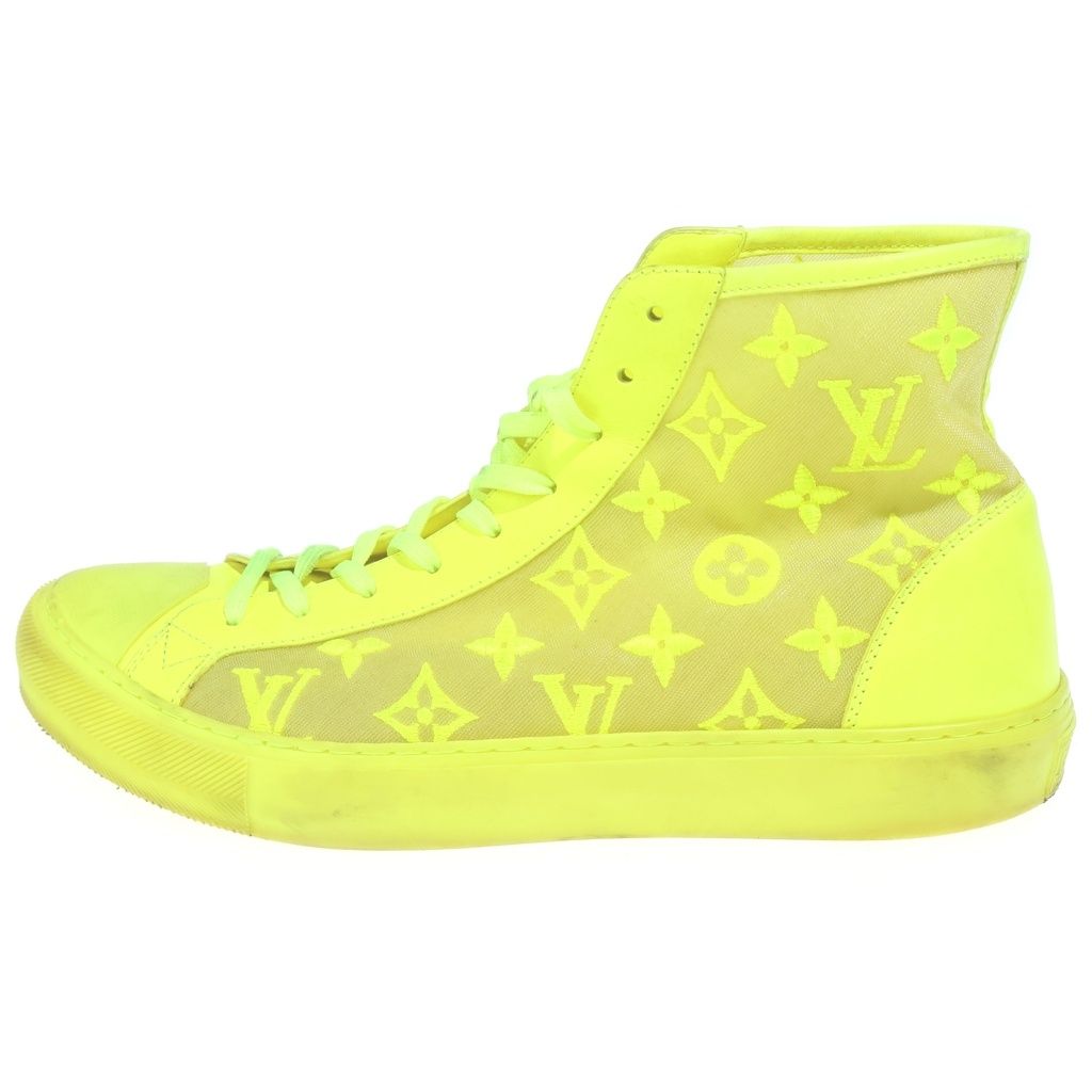 LOUIS VUITTON (ルイヴィトン) 19AW Tattoo Line Sneakers 1A5S1K タトゥーライン メッシュ モノグラム ハイカットスニーカー イエロー
