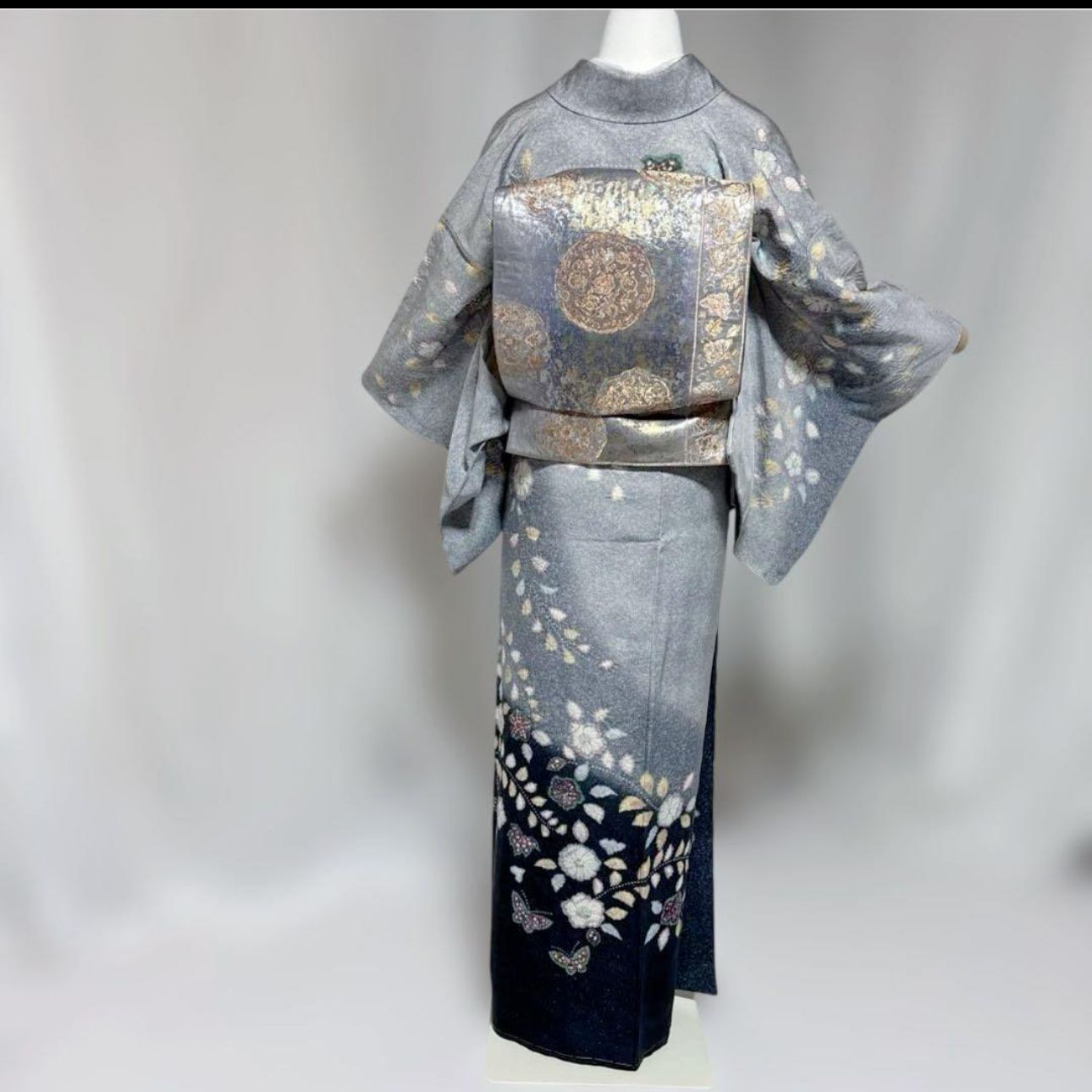 くうた【未使用品】正絹 袋帯 辻ヶ花染め 銀通し 訪問着 付け下げ 振袖に 未着用 辻が花 訪問着 フルセット 正絹 作家 落款 銀通し 西陣唐織青銅