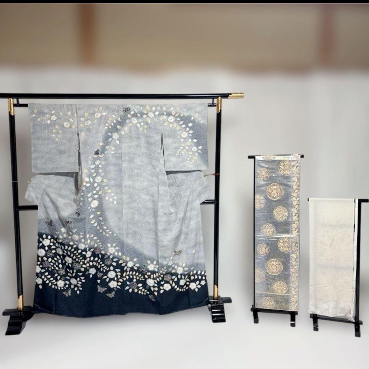 未着用 辻が花 訪問着 フルセット 正絹 作家 落款 銀通し 西陣唐織青銅