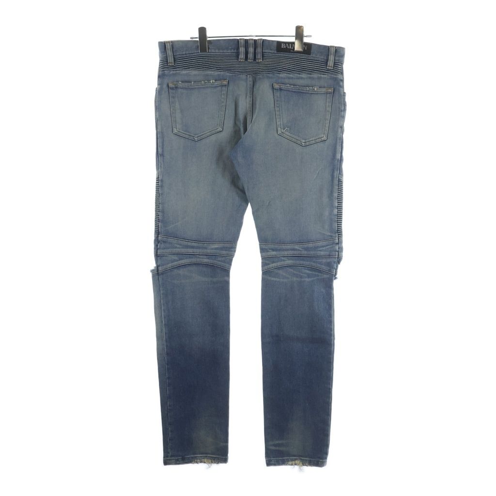 BALMAIN (バルマン) ダメージ加工 バイカースリムデニムパンツ