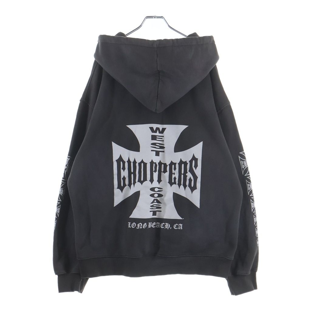 VINTAGE (ヴィンテージ) 00s WEST COAST CHOPPERS ウエストコーストチョッパーズ 袖プリント バックプリント ジップアップパーカー グレー