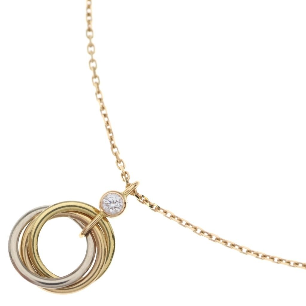 Cartier (カルティエ) ベビートリニティ 1Pダイヤ Au750 YG WG PG 3連 3カラー ネックレス ペンダント イエローゴールド/ホワイトゴールド/ピンクゴールド