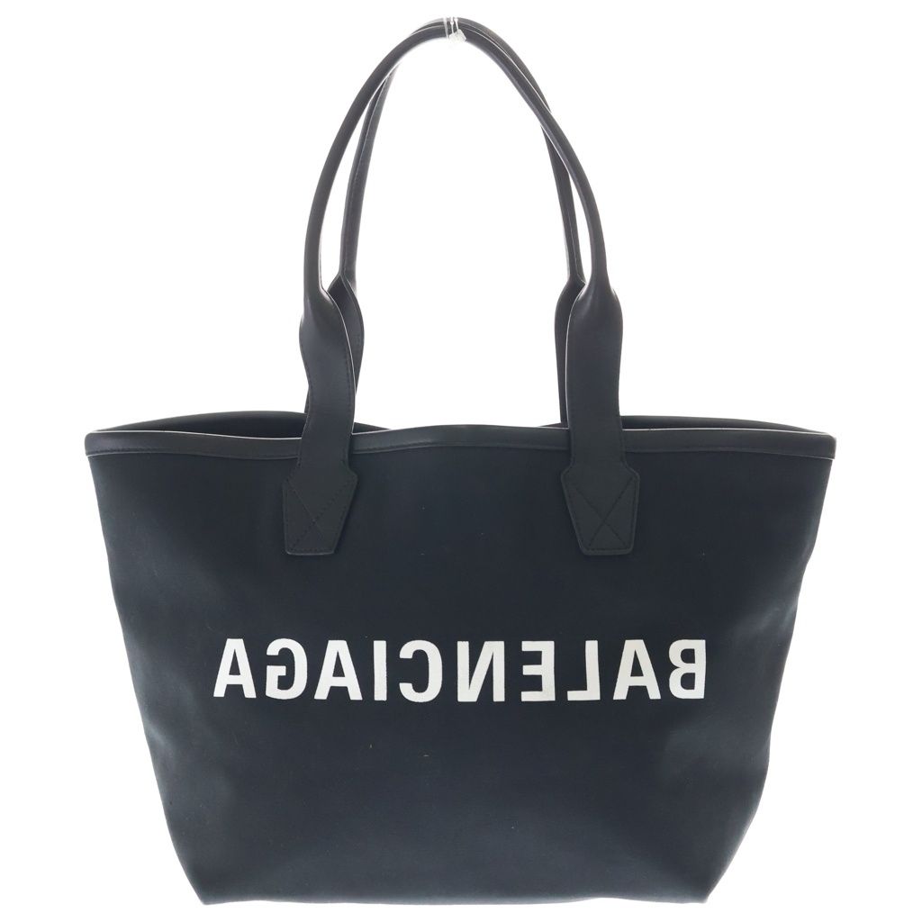 BALENCIAGA (バレンシアガ) シティーズ パリ ジャンボ ロゴ トートバッグ バッグ キャンバス レザー ブラック 692068
