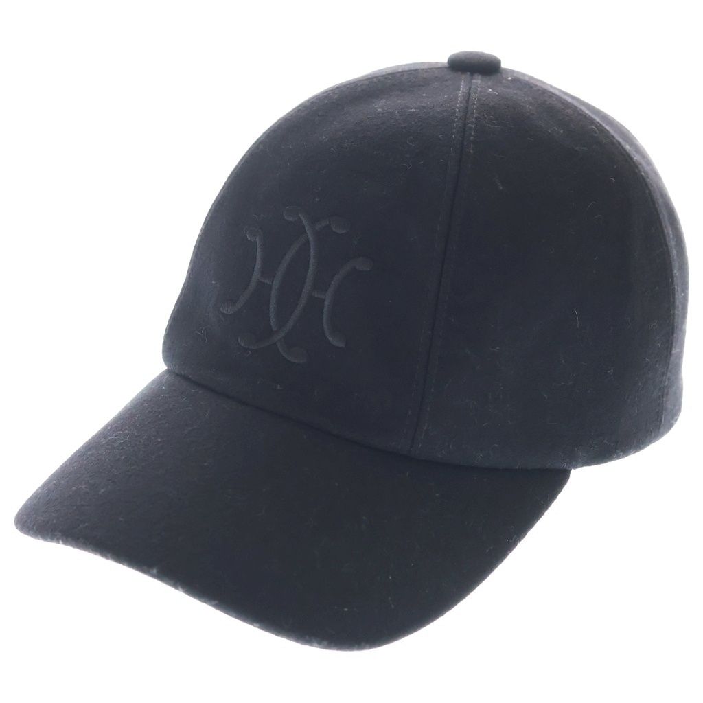 HERMES (エルメス) Cashmere Logo Cap カシミヤ ロゴ ベースボールキャップ ブラック