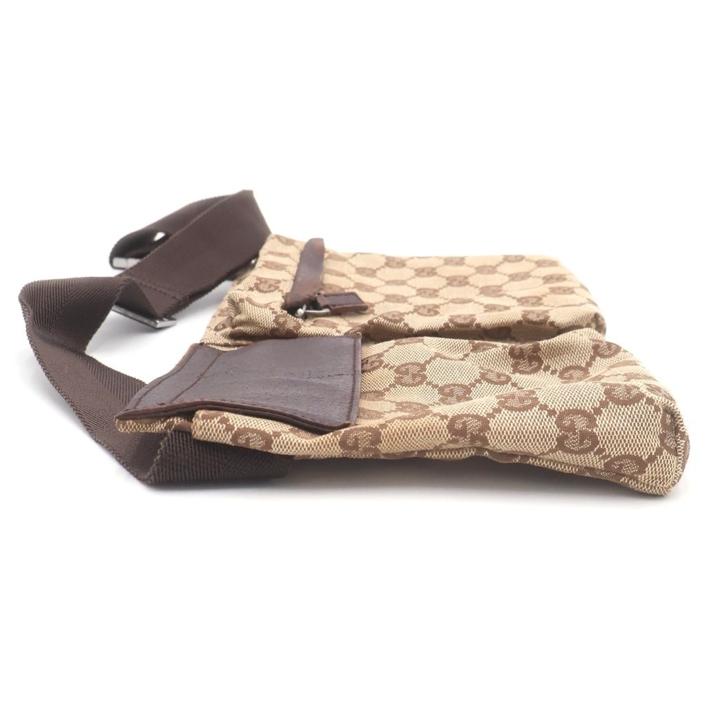 GUCCI (グッチ) GGキャンバス レザー ウエスト ボディバッグ ベージュ
