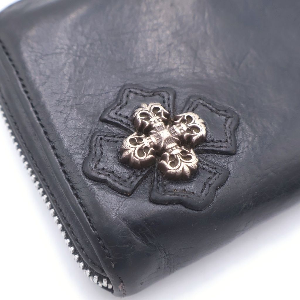 クロムハーツ財布フィリグリークロスラウンドジップ(美品) CHROME HEARTS (クロムハーツ) REC F ZIP フィリグリープラス ラウンド