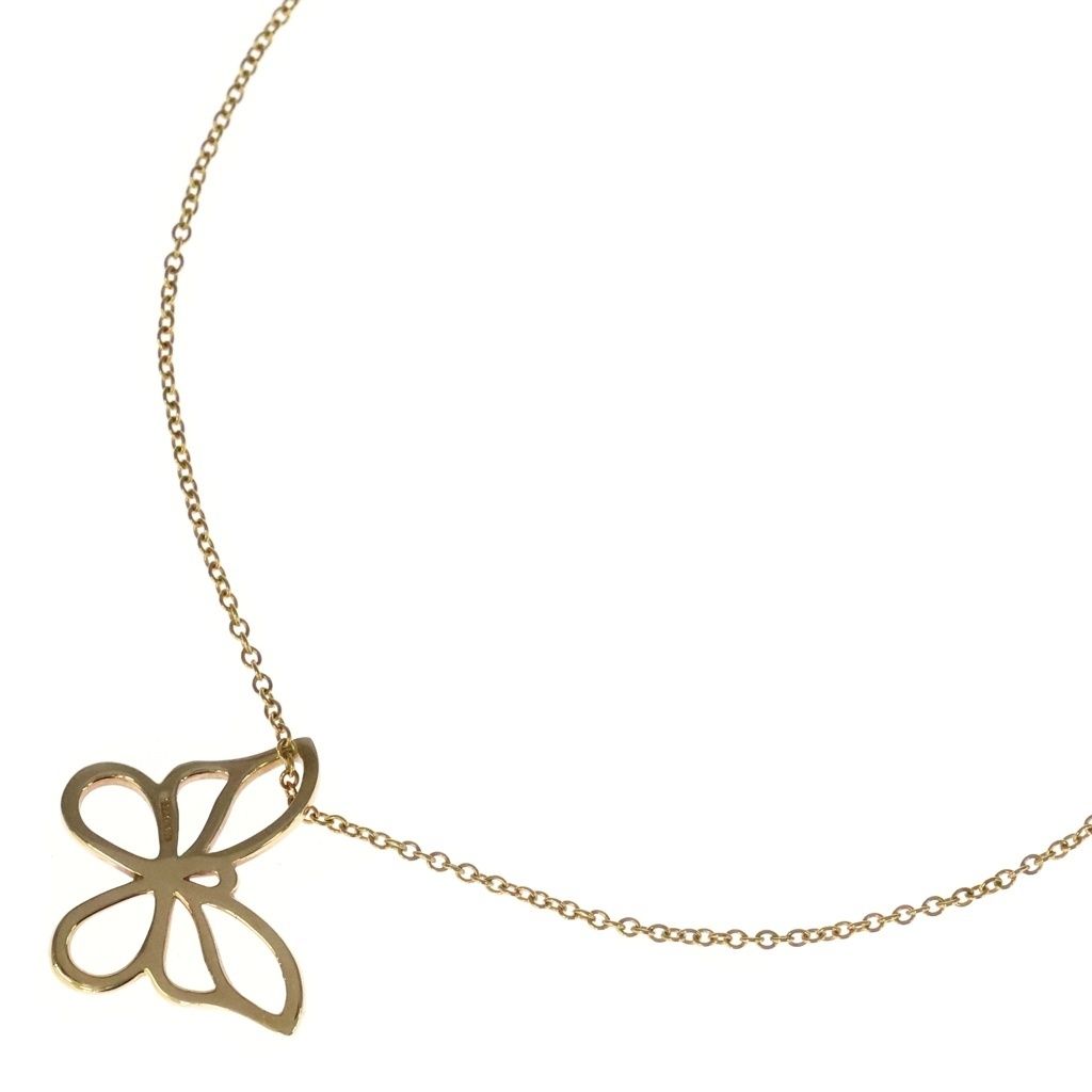 TIFFANY & Co. (ティファニー) K18 バタフライ ペンダント ネックレス 蝶 イエローゴールド 750YG
