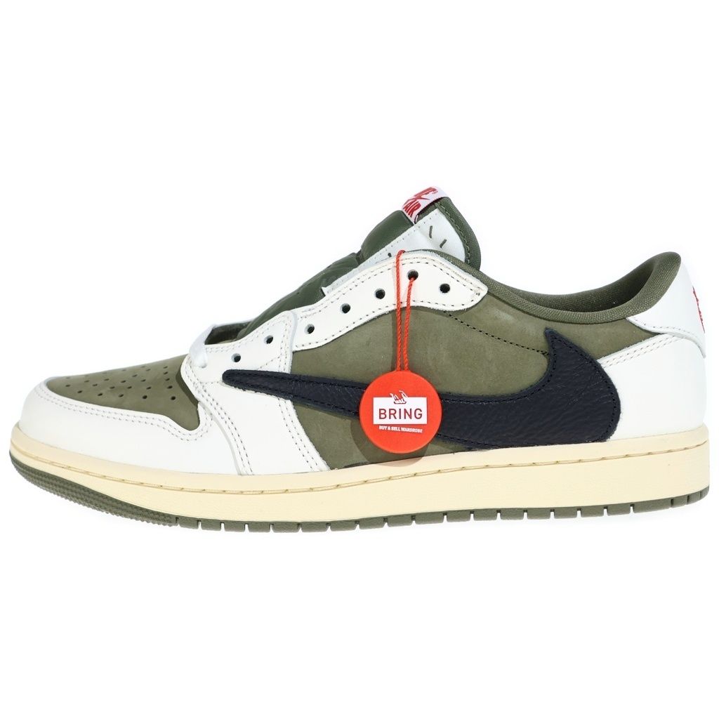 NIKE (ナイキ) ×TRAVIS SCOTT AIR JORDAN 1 LOW OG REVERSE OLIVEDM 7866-200 トラヴィススコット エアジョーダン 1 ローカットスニーカー カーキ US8.5/26.5cm