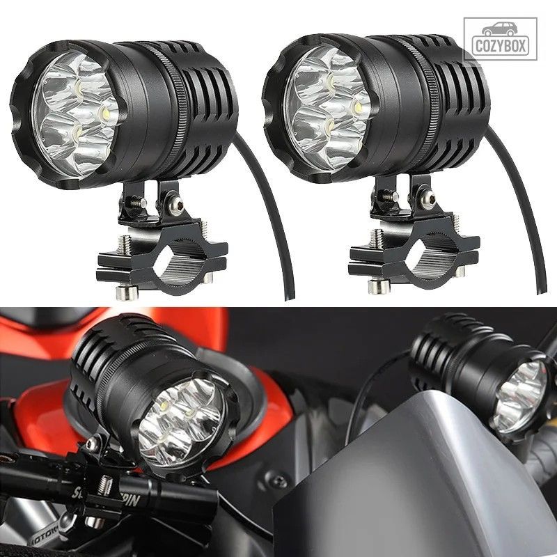 型 2個 60W オートバイ ヘッドライト補助ランプ LED バイク用スポットライト アクセ