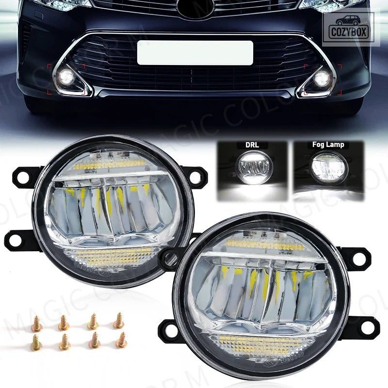 2in1 車用 LED フォグランプ DRL デイタイムランニングランプ トヨタ カローラ カム