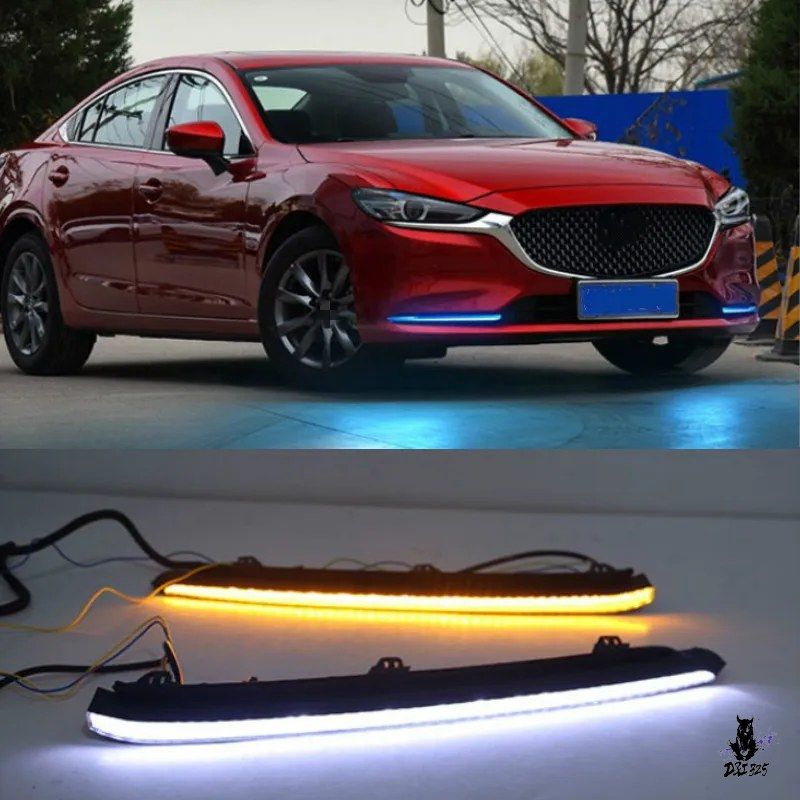 マツダ アテンザ 2019-2022年式 LED DRL デイライト フォグランプ 黄色ウインカー 2個セット