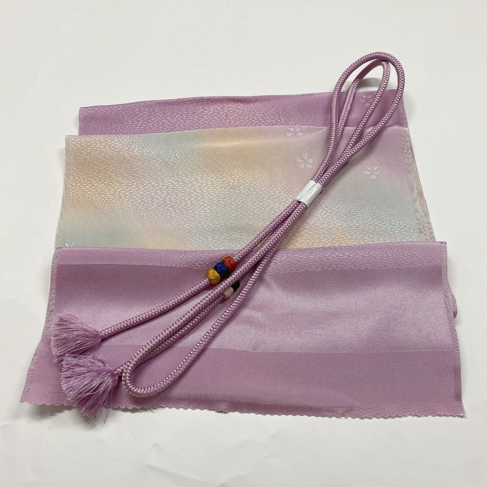 ［8360］帯締め 帯揚げ セット 草花文様 ぼかし 逸品 正絹 着物 帯絞め