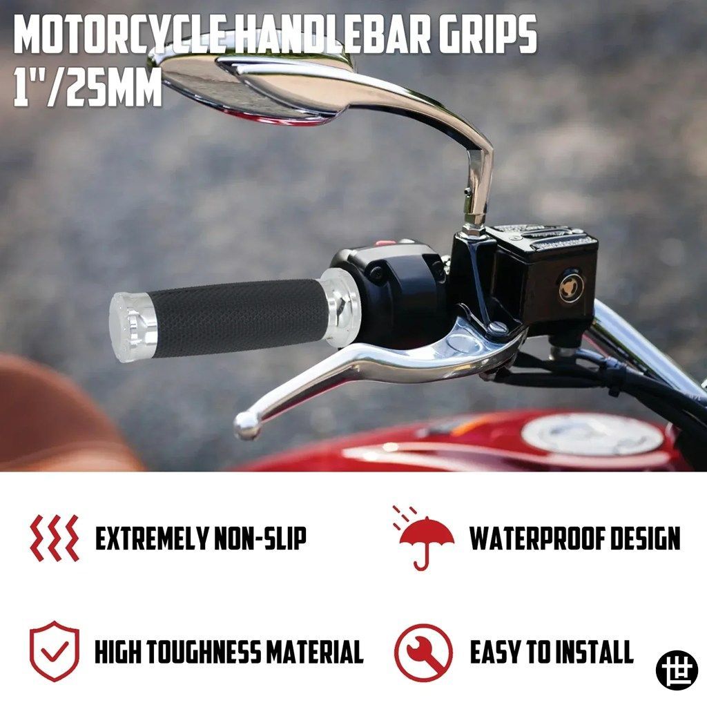 オートバイ 1インチ ハンドグリップ 25MM ハンドルバー クローム 