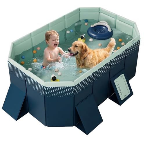 プール 空気入れ不要 ビニールプール 大型 折り畳み式 水遊び 家庭用 子供用 ペット用 収納便利 耐高温・耐摩擦・猛暑対策 簡単排水 （外径180*135*45CM，内径160*110*45CM）pms 00e6e855