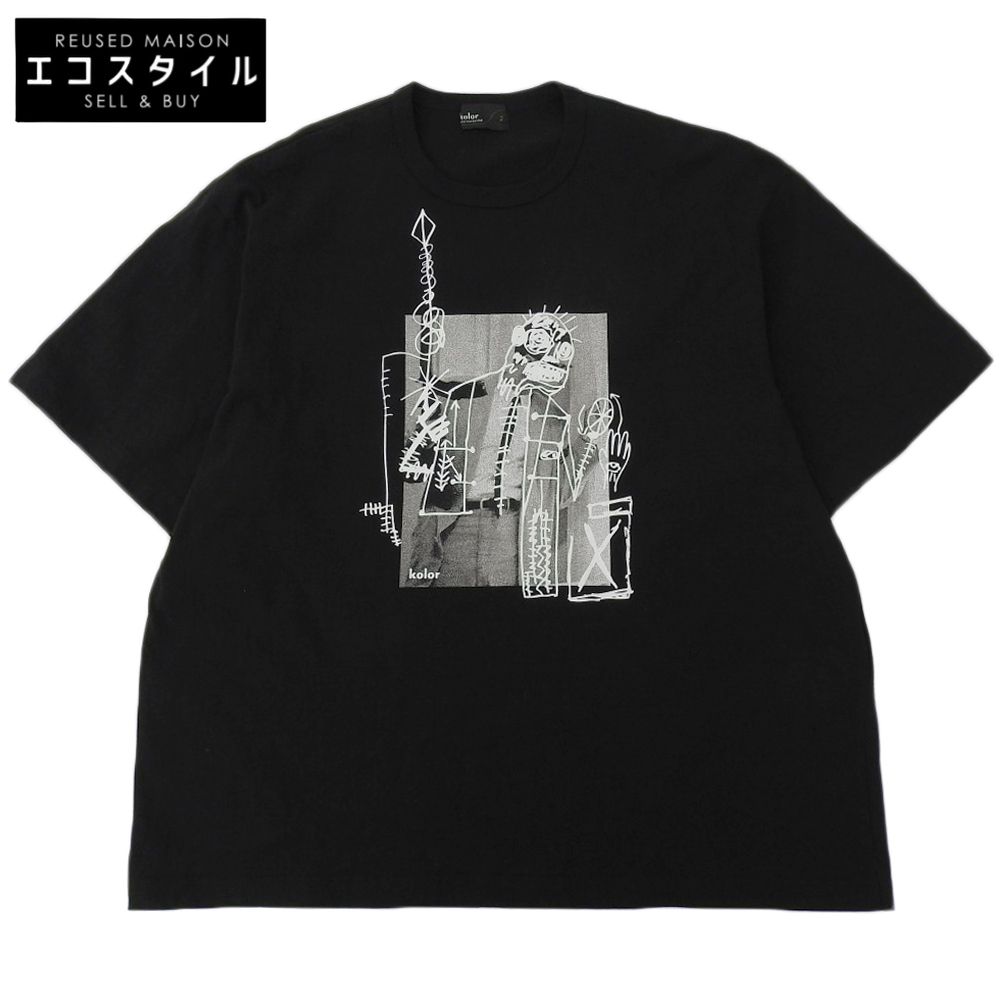 kolor　カラー　25ss　コットン Tシャツ トップス メンズ ブラック 2 25WCM-T05204　2