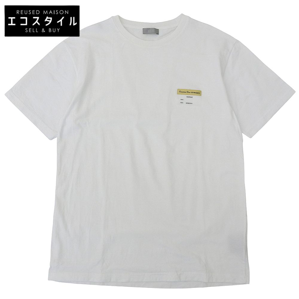 DIOR　ディオール　コットン ビジターパッチ クルーネック S/Sカットソー Tシャツ トップス メンズ ホワイト S 923J611B0533　S