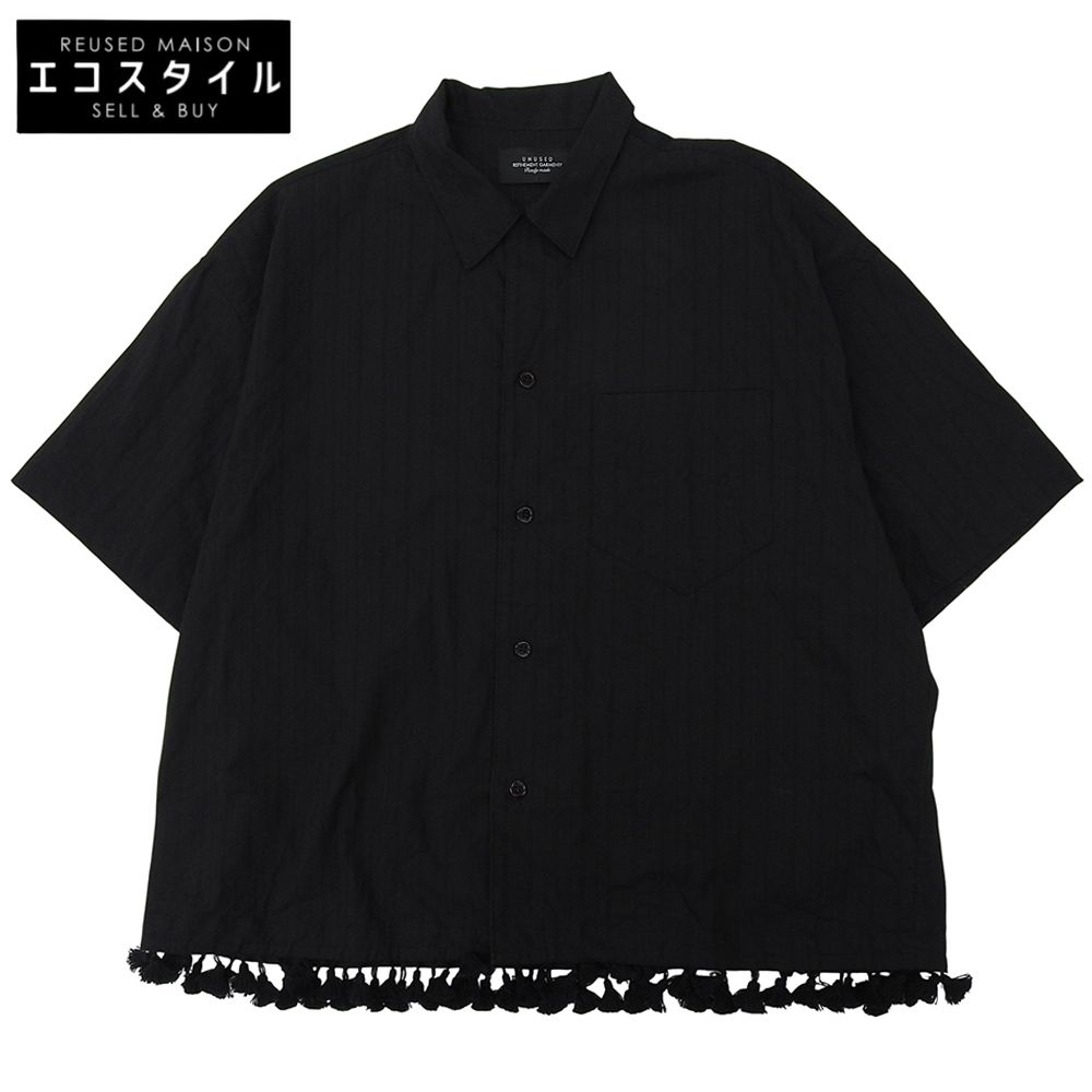 UNUSED　アンユーズド　美品 コットン Short sleeve fringe shirt トップス メンズ ブラック 3 LS2421　3