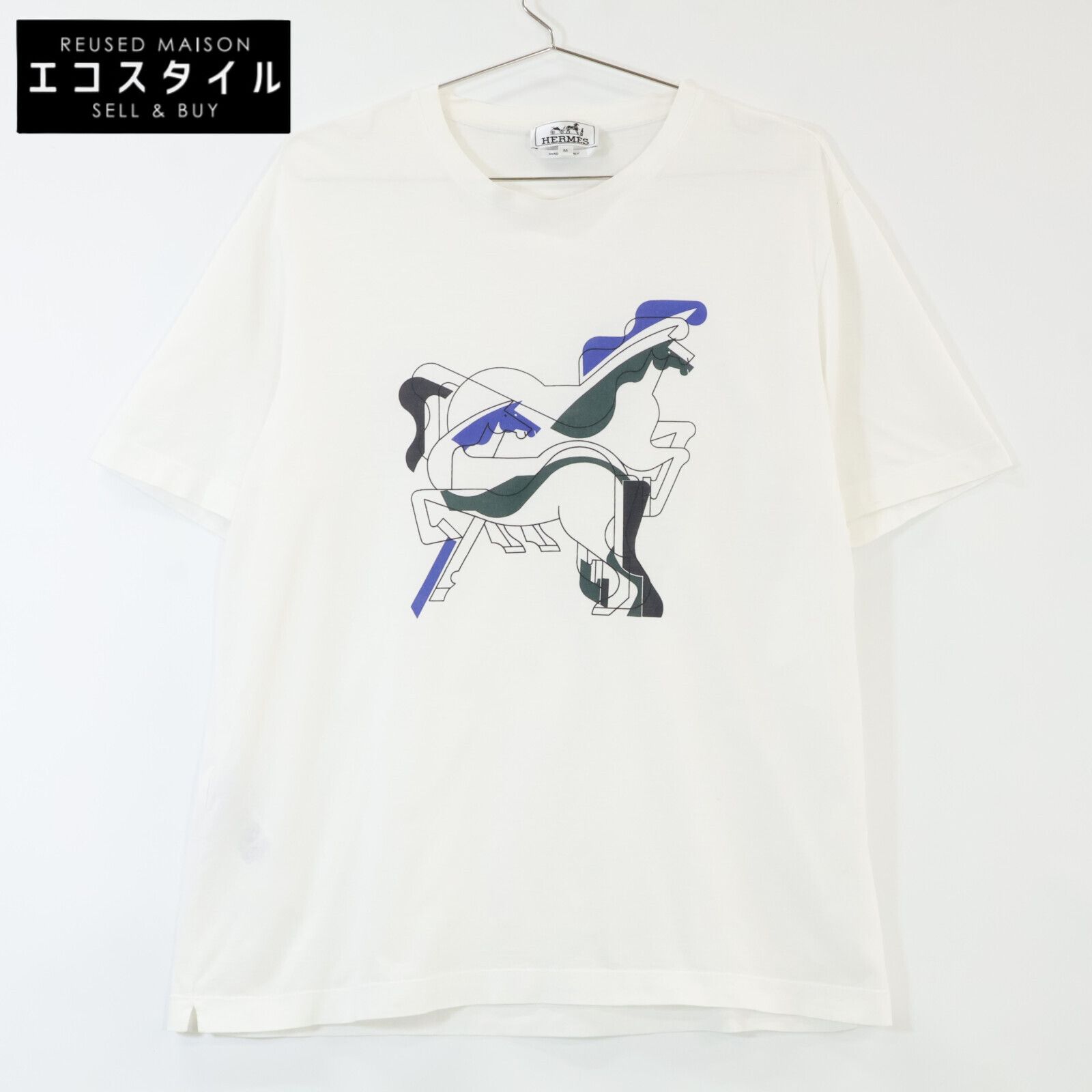 HERMES　エルメス　国内正規 82-5710 コットン ホースプリント Tシャツ/カットソー　M