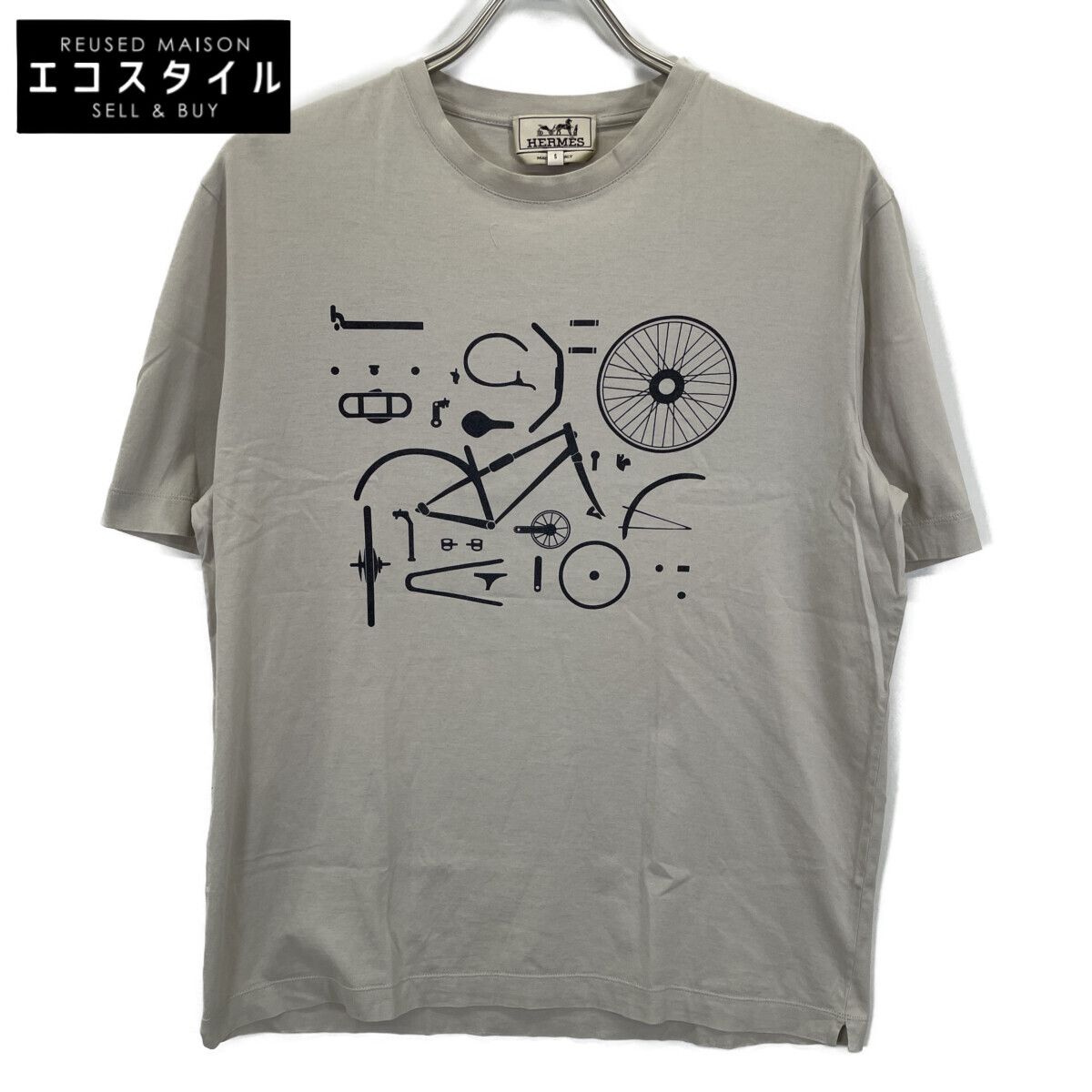 HERMES　エルメス　71-5732 コットン100% 自転車パーツ Tシャツ　S