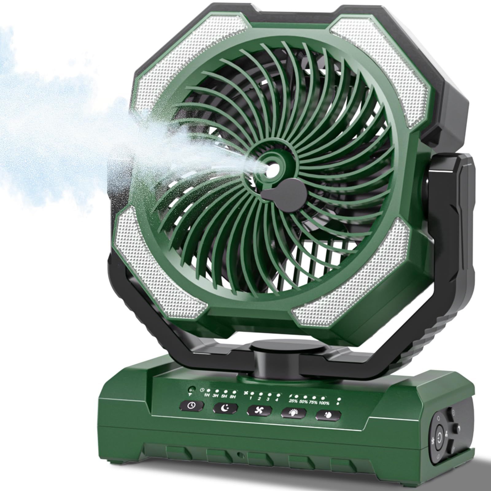 【新品】キャンプ扇風機 携帯ミスト20000mAh大容量 最大60時間連続使用 充電式 吊り下げ式 強風4段階調節 アウトドアリモコン・タイマー機能付き 静音DCモーター LEDライト搭載 卓上扇風機 ・卓上両用 小型サーキュレーター コンパ 335a289b