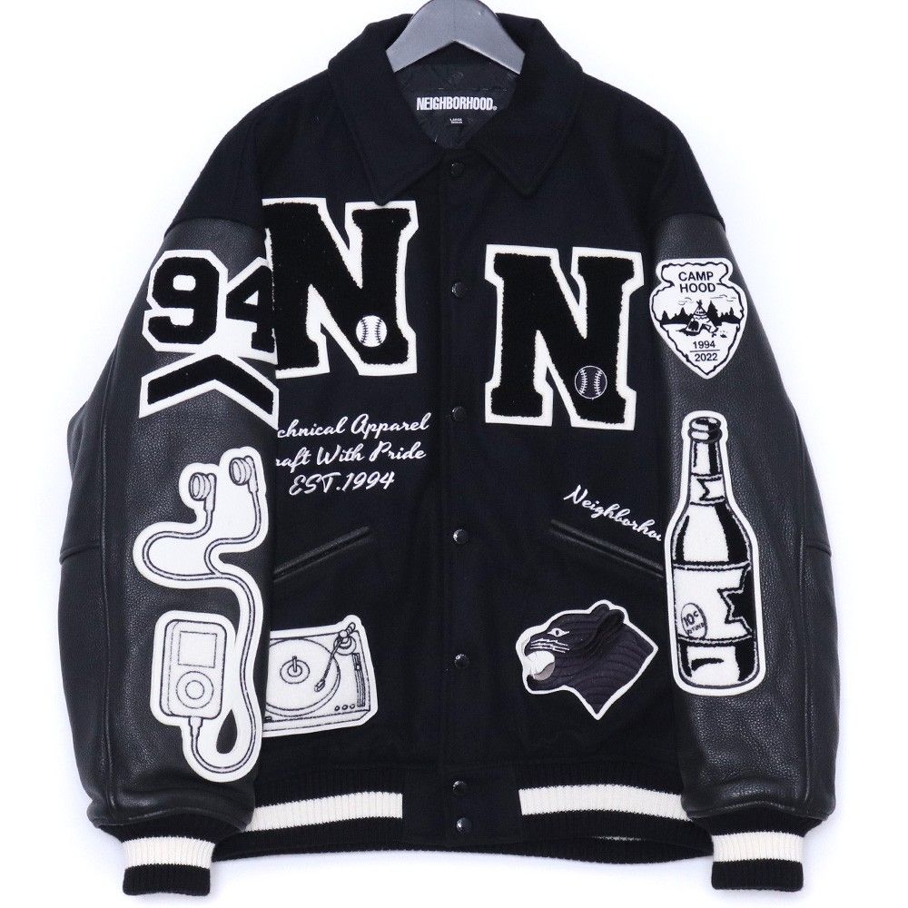 NEIGHBORHOOD ブラック スタジャン L NEIGHBORHOOD ワッペン スタジャン Lサイズ ブラック 222SZNH-JKM03