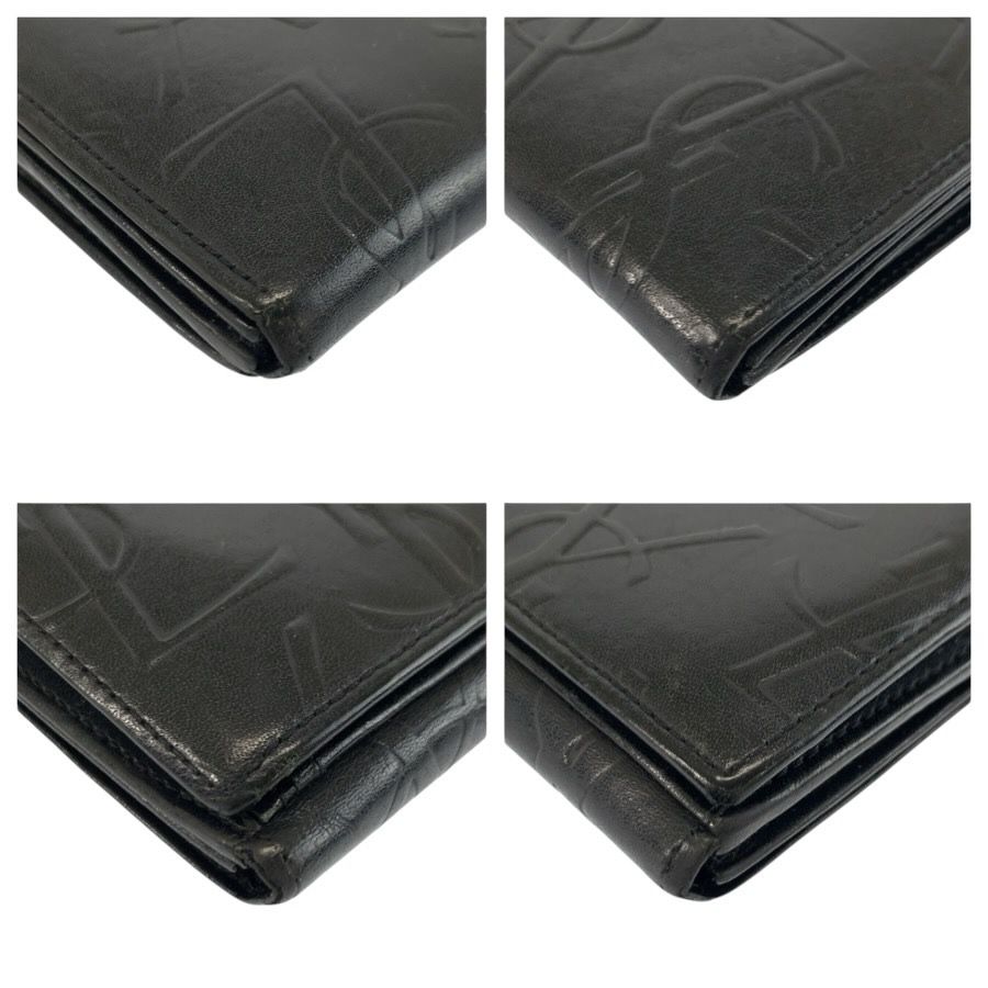 YVES SAINT LAURENT イヴ サンローラン ロゴ 型押し ブラック 黒