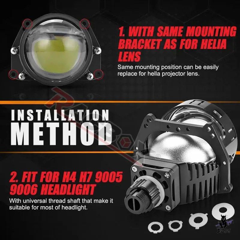 100W 3.0インチ Bi LED ヘッドライトプロジェクターレンズ H4 H7 9005 9006 Hella対応