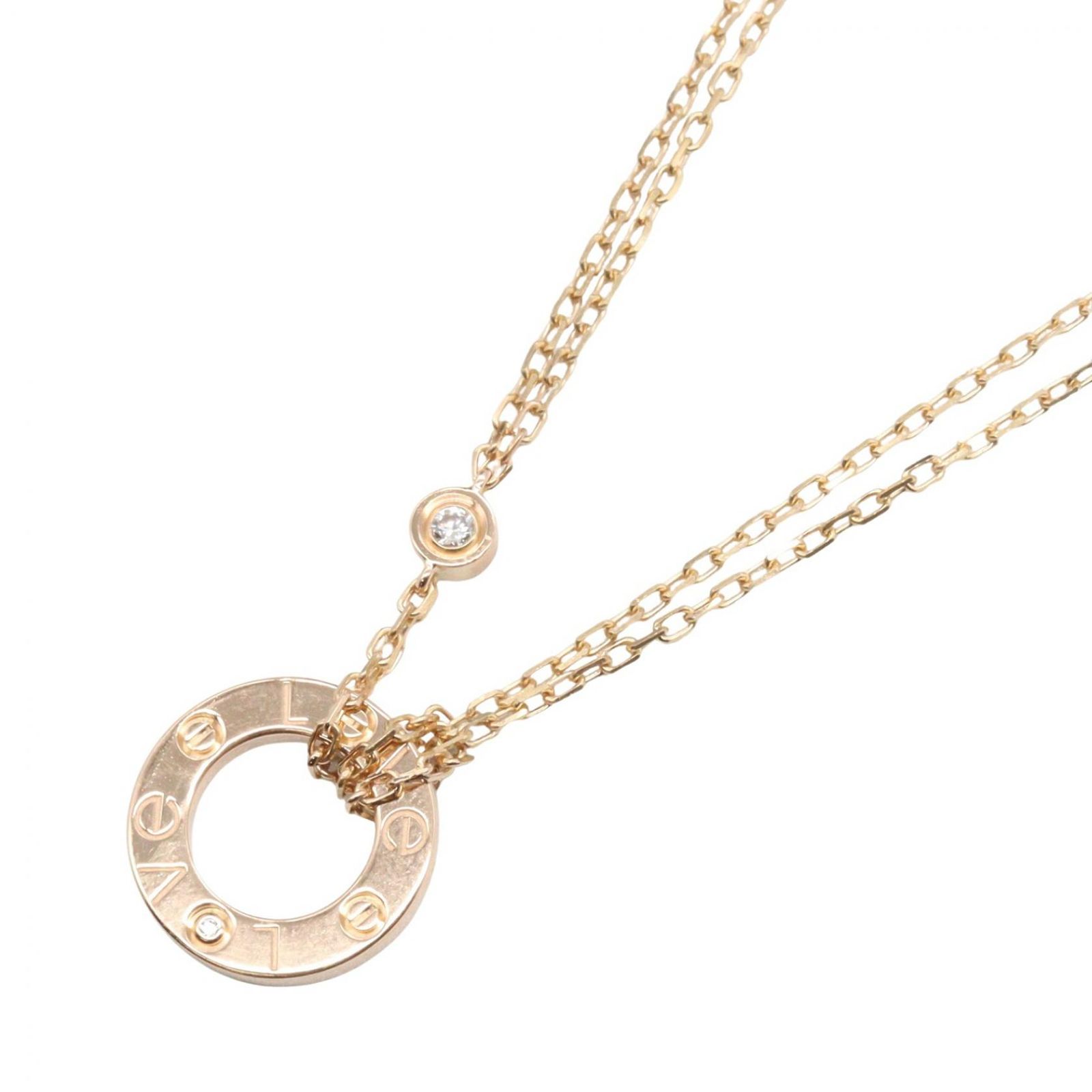 カルティエ CARTIER ネックレス ラブサークル 2Pダイヤ ネックレス 首回38/41cm K18PG（ピンクゴールド） ダイヤモンド ラブサークル 2Pダイヤ ネックレス レディース
