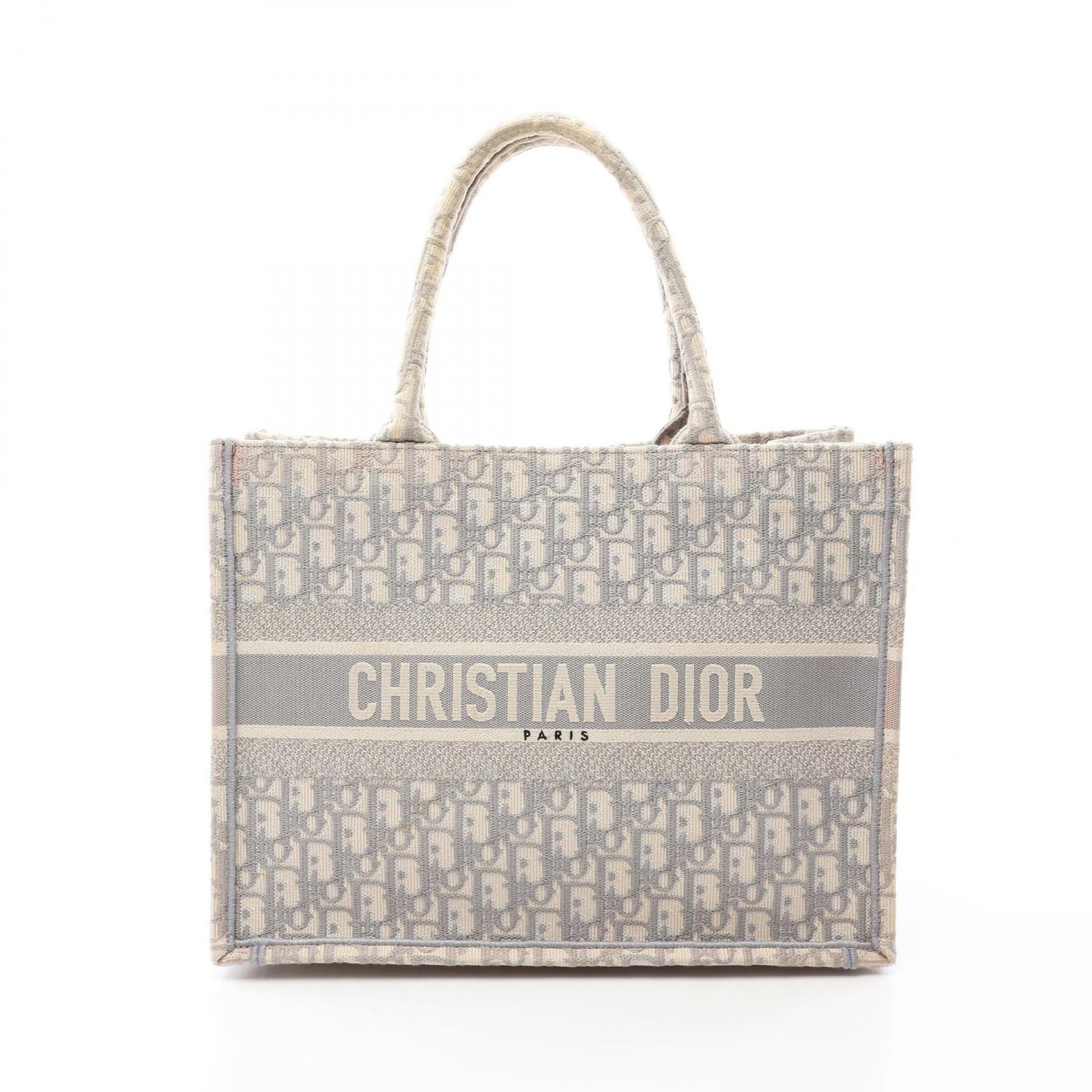 ディオール Dior トートバッグ BOOK TOTE ブックトート ミディアム グレー キャンバス オブリーク ブックトート ミディアム レディース Used B