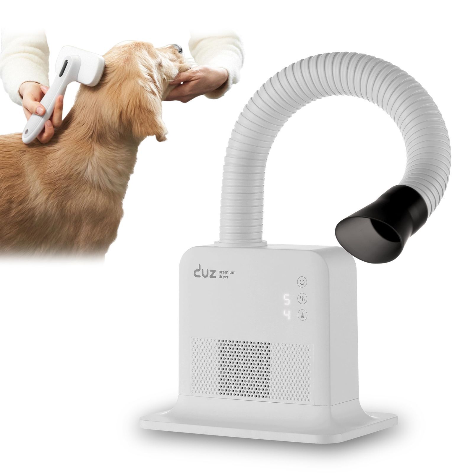 DUZ 2 Pro ハンズフリーペットドライヤー 犬 猫 従来品の1.6倍 大風量 6段温度調整 5段風量調整 IMD-1000TPRO