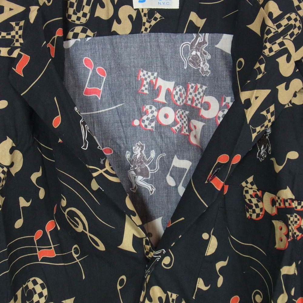 schott ショット 3115066 総柄 アロハ シャツ 半袖 ブラック系 M【中古