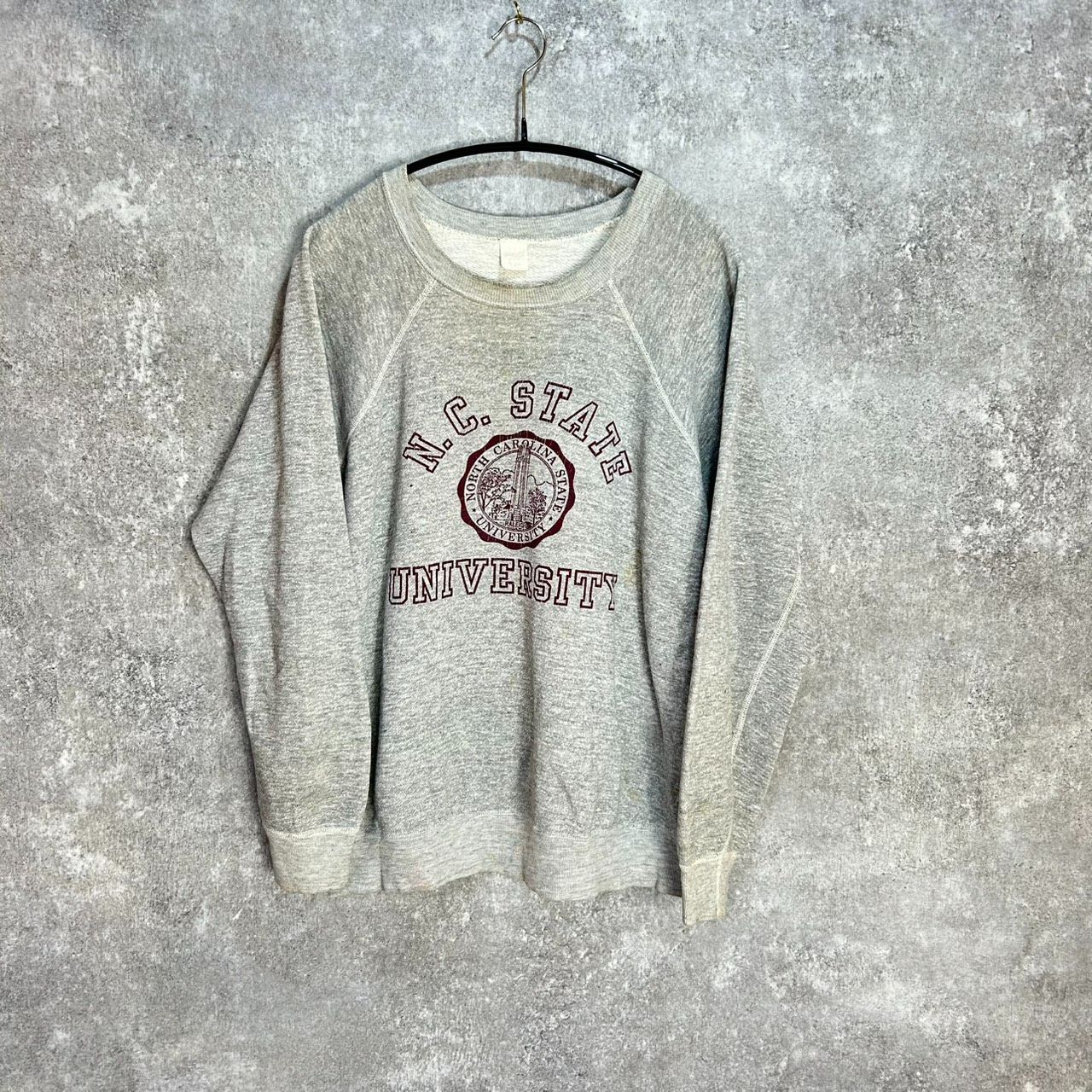 VINTAGE 60's MAYO SPRUCE RAGLAN SLEEVE COLLEGE PRINT SWEAT SHIRTS ヴィンテージ 60年代 メイヨー スプルース ラグラン袖 カレッジプリント スウェットシャツ トレーナー グレー
