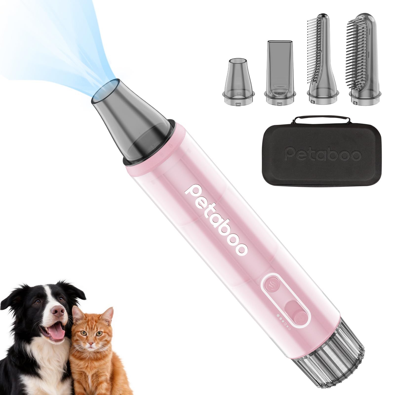 Petaboo 犬ドライヤー マイナスイオン【無段階風速 静電気除去】ペット