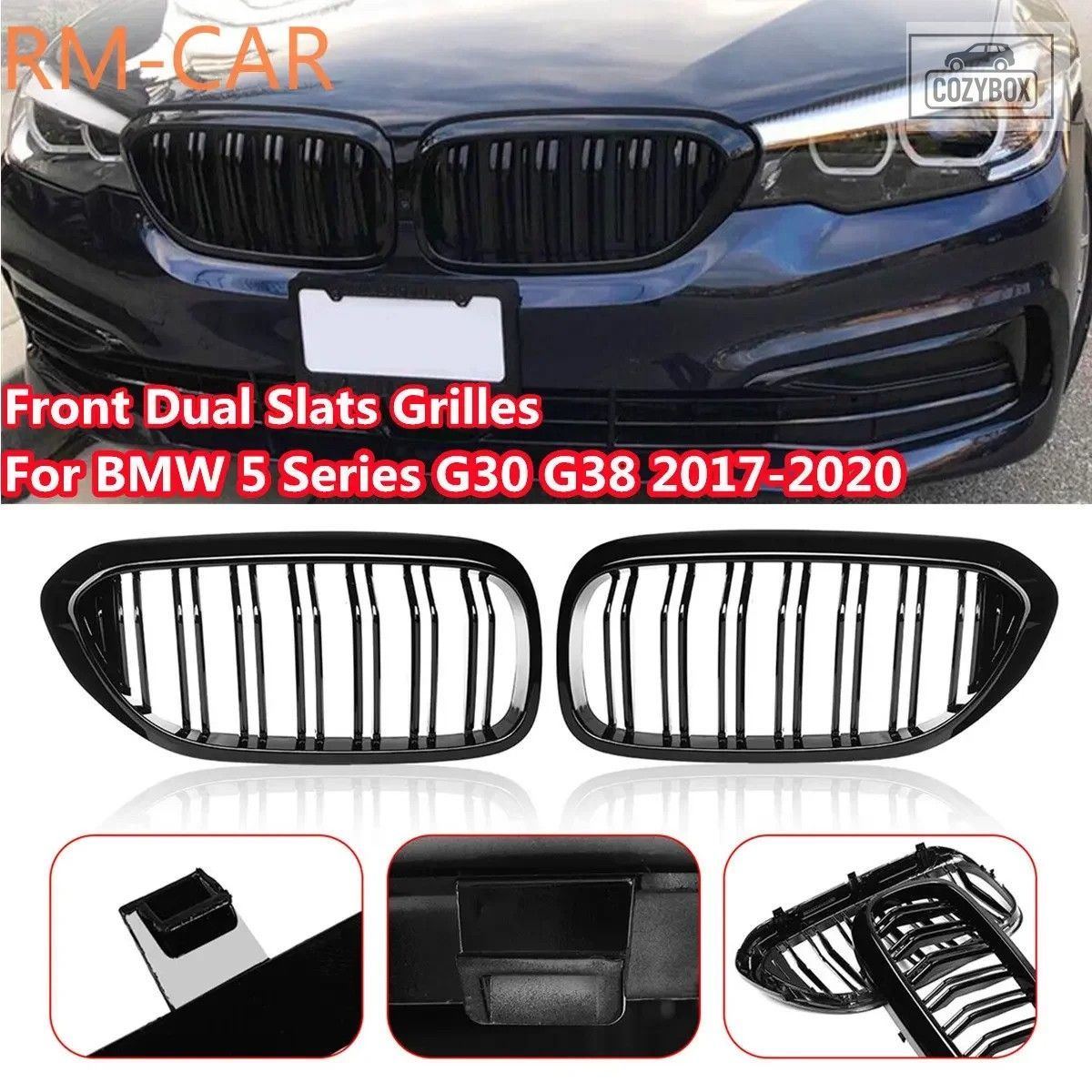 フロントキドニー グリル BMW 5 シリーズ M5 G30 G31 G38 520i 530i 540i 2017-20