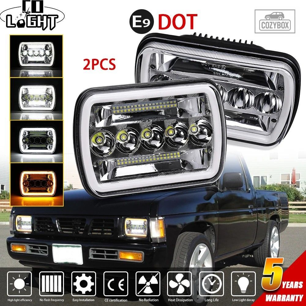 400W 5x7インチ LED ヘッドライト 7x6 80000LM LED ヘッドランプ ハイ/ロー ウィ