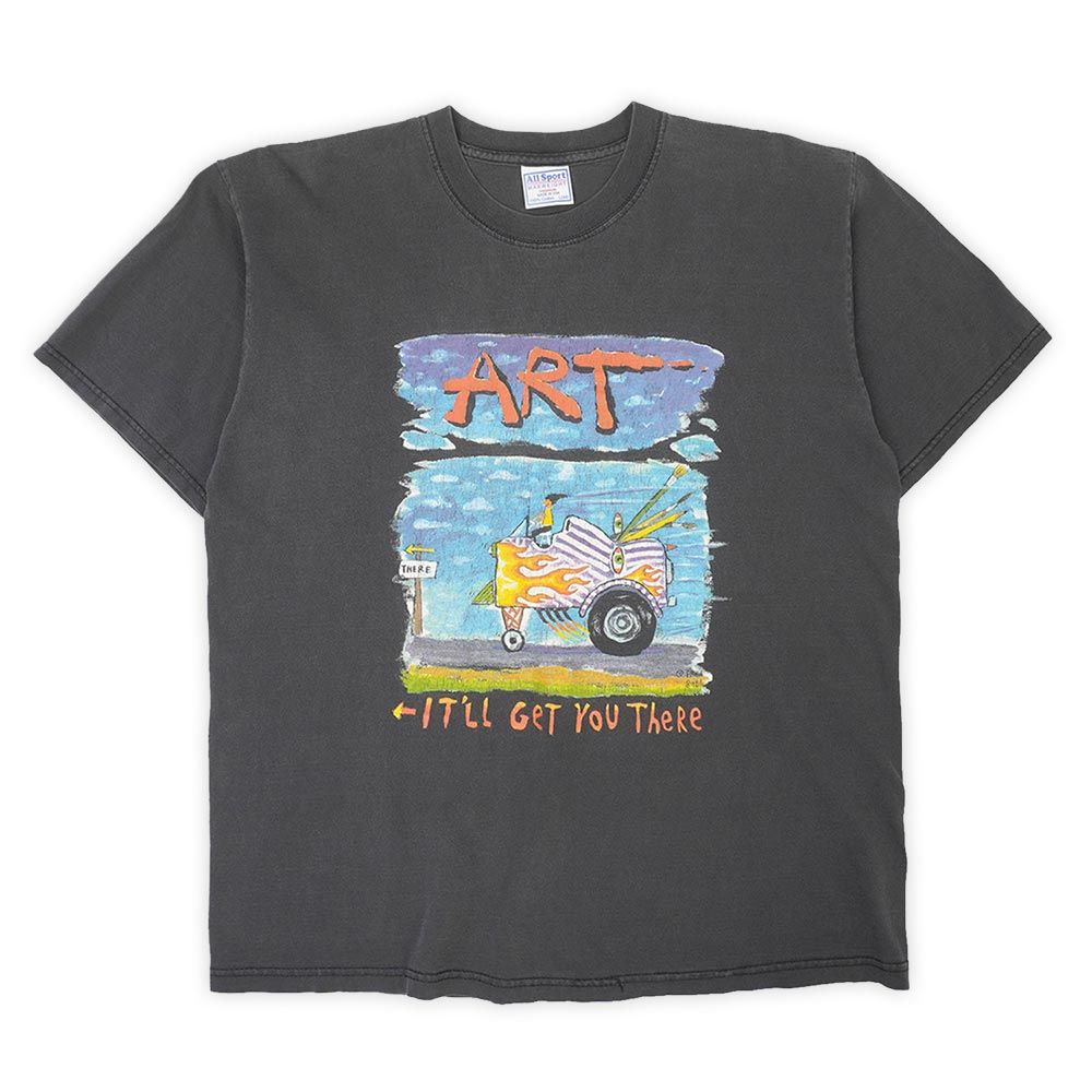 フレッドバブ Fred Babb 90s アートTシャツ IT'LL Get There ART All Sport MADE IN USA ヴィンテージ アメリカ製 古着 メンズ Tシャツ フェードブラック 墨黒 L【中古】