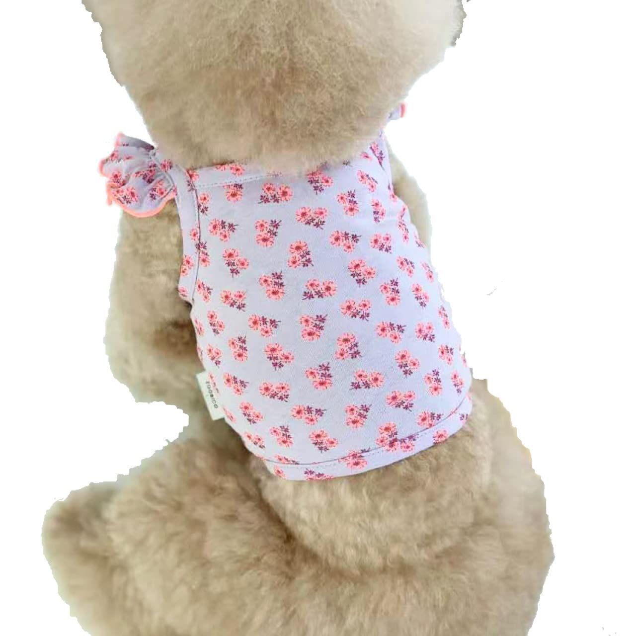 ペット服 小花柄フリルキャミソール 可愛い 小型犬服 お散歩 花柄