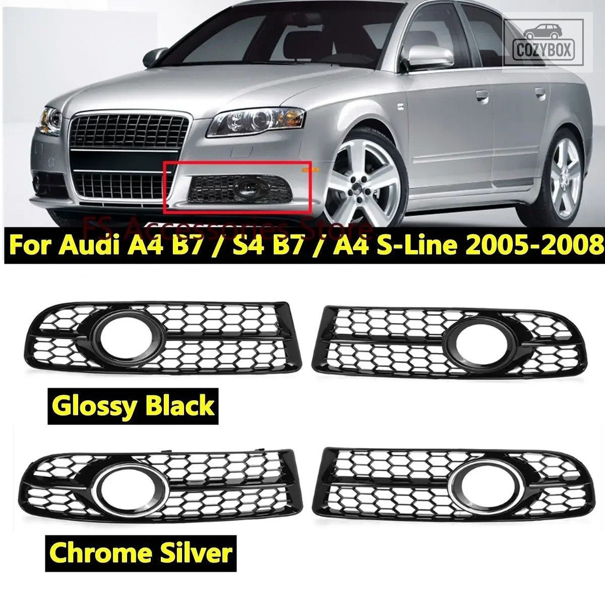 アウディ A4 B7 S4 B7 A4 S ライン 2005-2008 ペアフロント フォグライト グリル カバ