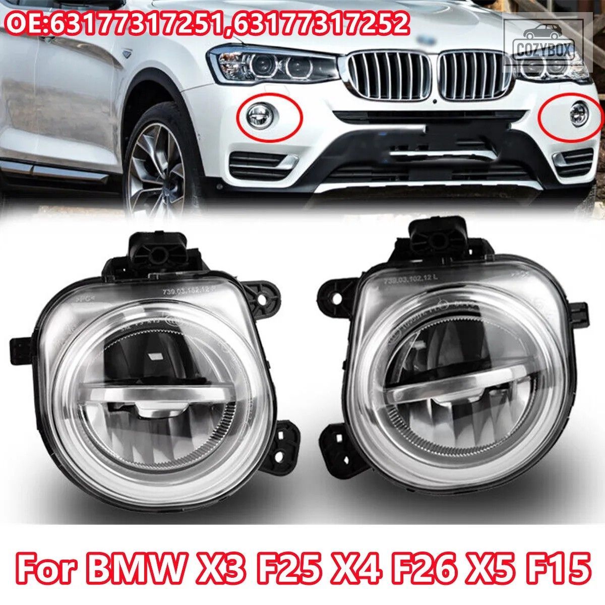 63177317251 63177317252 フロント バンパー LED ライト DRL 駆動 フォグランプ BM