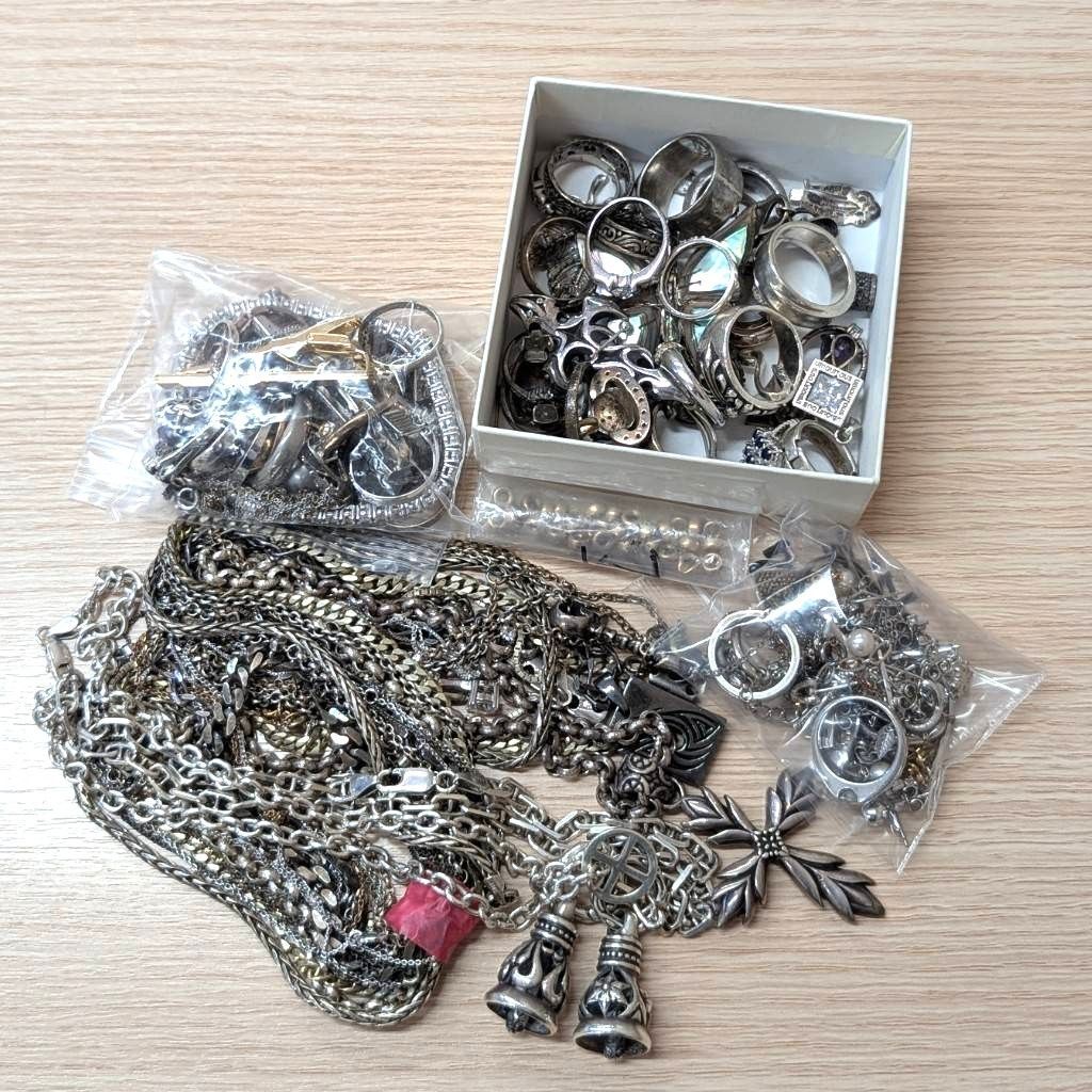 【彦】総重量600g以上 シルバーまとめ SV925 Sterling スターリング SILVER 銀 貴金属 K4 金 ゴールド アクセサリー リング ピアス ブローチ 金具 セット 大量【2336～4808SY】F21