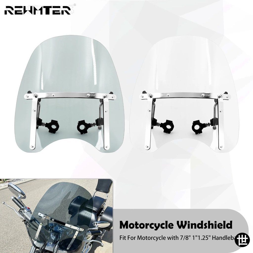 オートバイクリア/スモーク 7/8インチ ウインドシールド 1インチ ハンドルバー ウインドスクリーン ハーレーツーリング FLHT FLHX ソフテイ