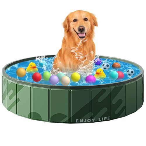 【新品】プール 空気入れ不要 折りたたみ式 ペットプール直径80cm×高さ20cm 折りたたみ コンパクト 収納便利 暑さ対策 収納便利 水遊び スイミング 家庭用 耐高温 耐摩擦 家庭用 屋内用 アウトドア用 (ダークグリーン, 120*3 a67c4676