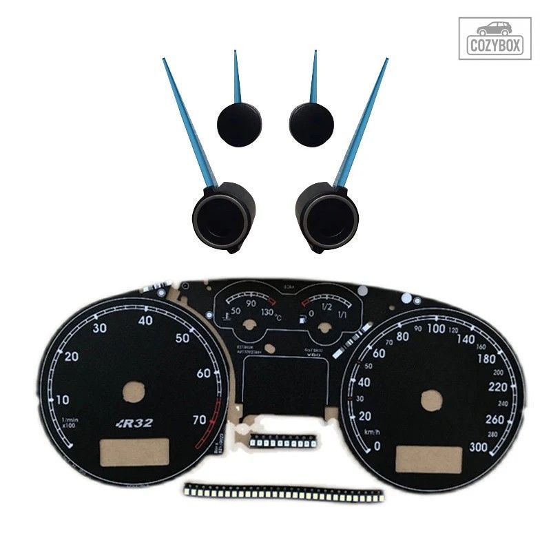 VW ボーラ MK4 ゴルフ 4 R32 メーター 300 R32 計器 青ニードル 白の目盛り 紙 LED