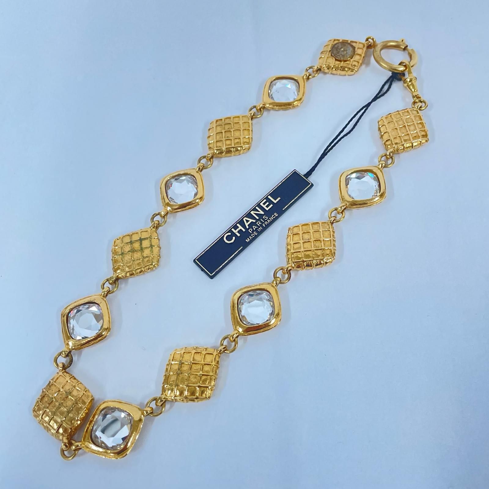 CHANEL シャネル マトラッセ ひし型 ストーン ネックレス A1900 GP