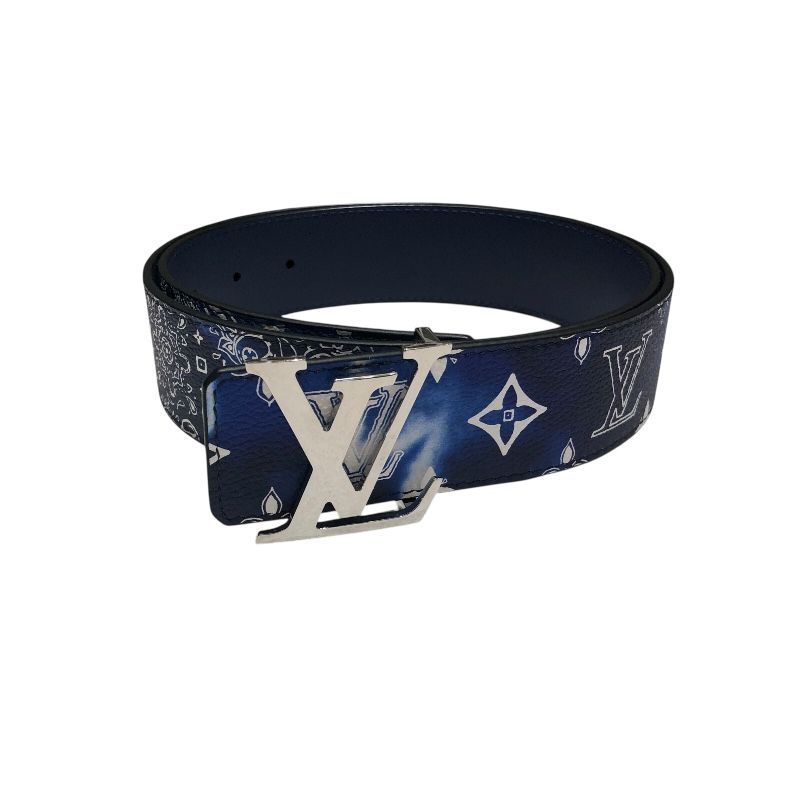 ルイ・ヴィトン LOUIS VUITTON LVイニシャルサンチュール M0530 ネイビーシルバー金具 メンズ ベルト