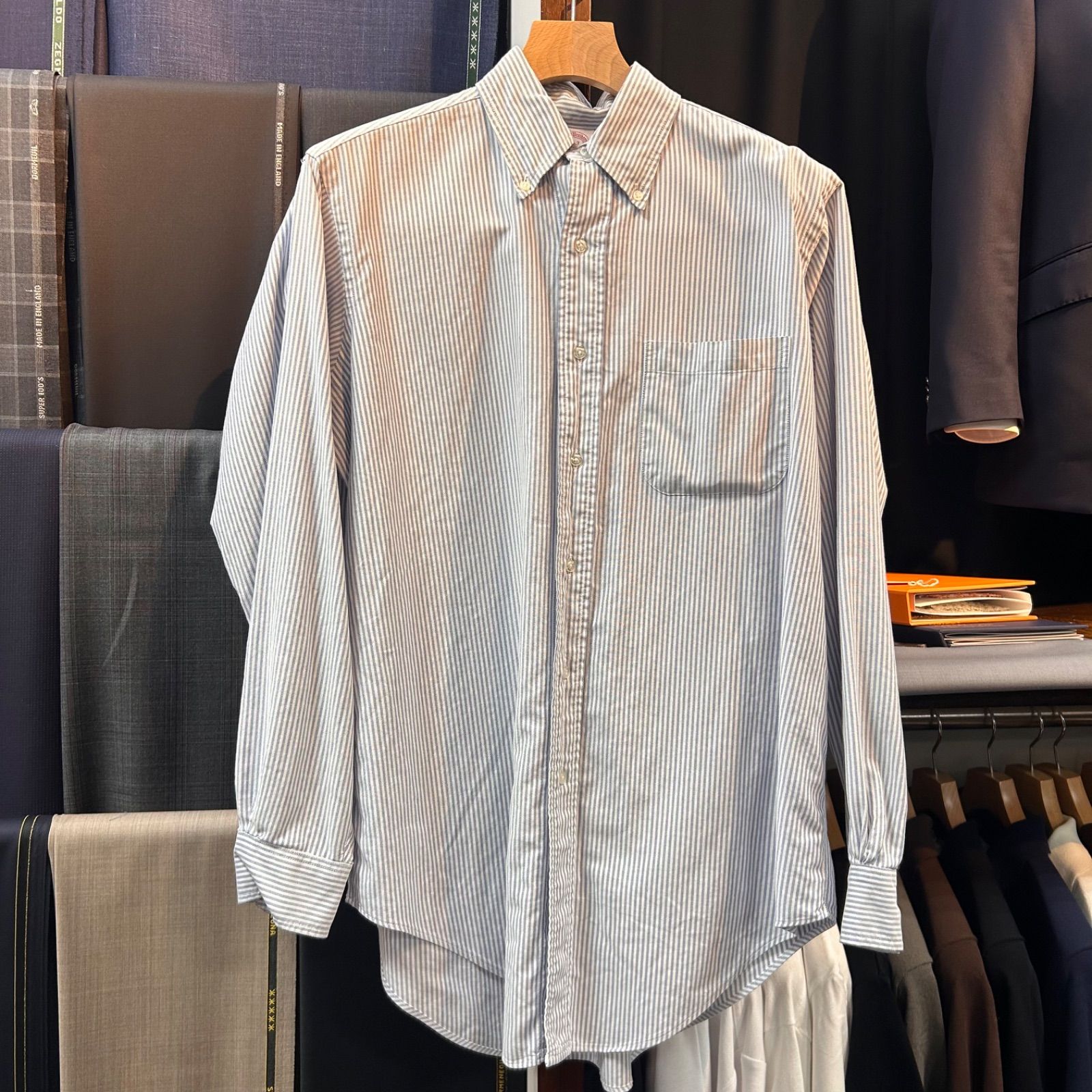 80s Brooks Brothers Strip BD シャツ VI0049 吉田スーツ ヴィンテージ 古着