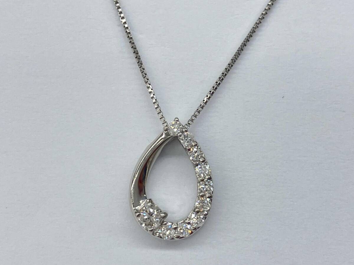 【Pt900／Pt850】最大約45cm／ダイヤモンド 0.30ct ネックレス プラチナ ベネチアンチェーン アクセサリー レディース 中古