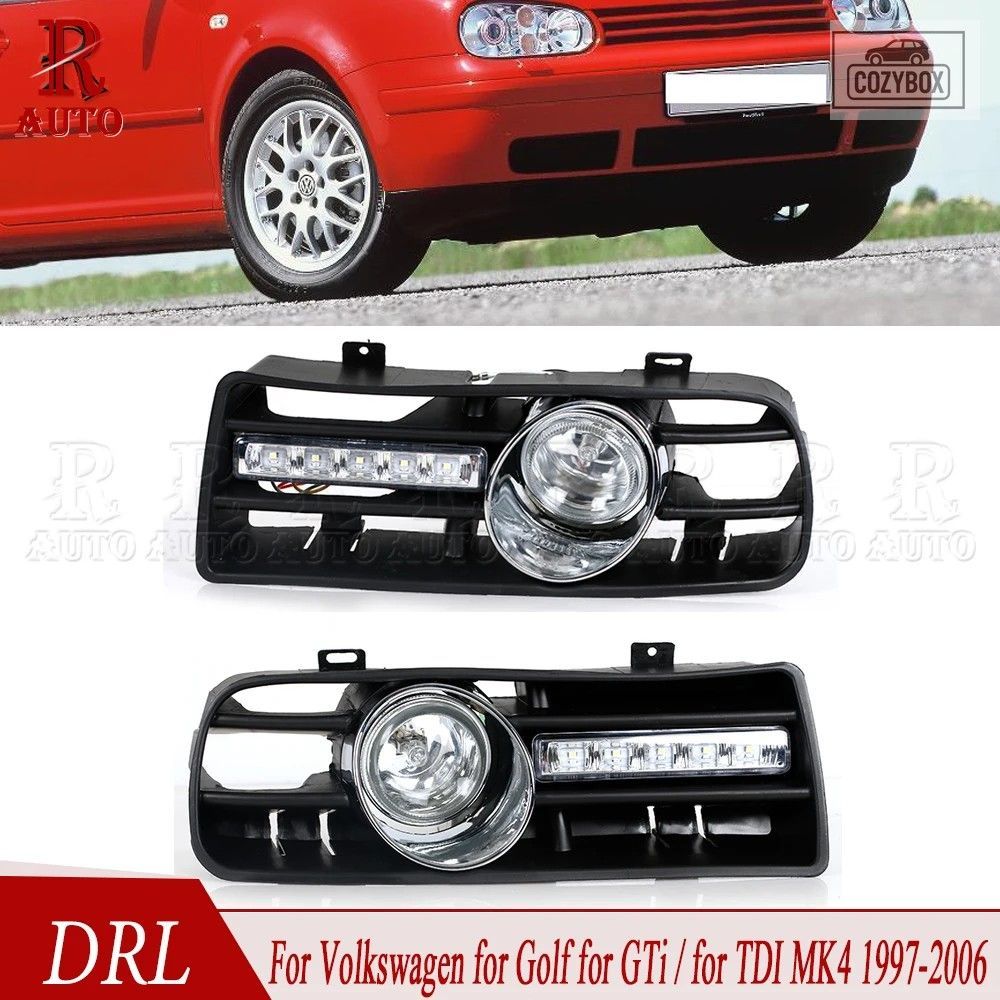 1 ペア フォグライトアセンブリ DRL VW ゴルフ MK4 1997-2006 ヘッドライトデイラン