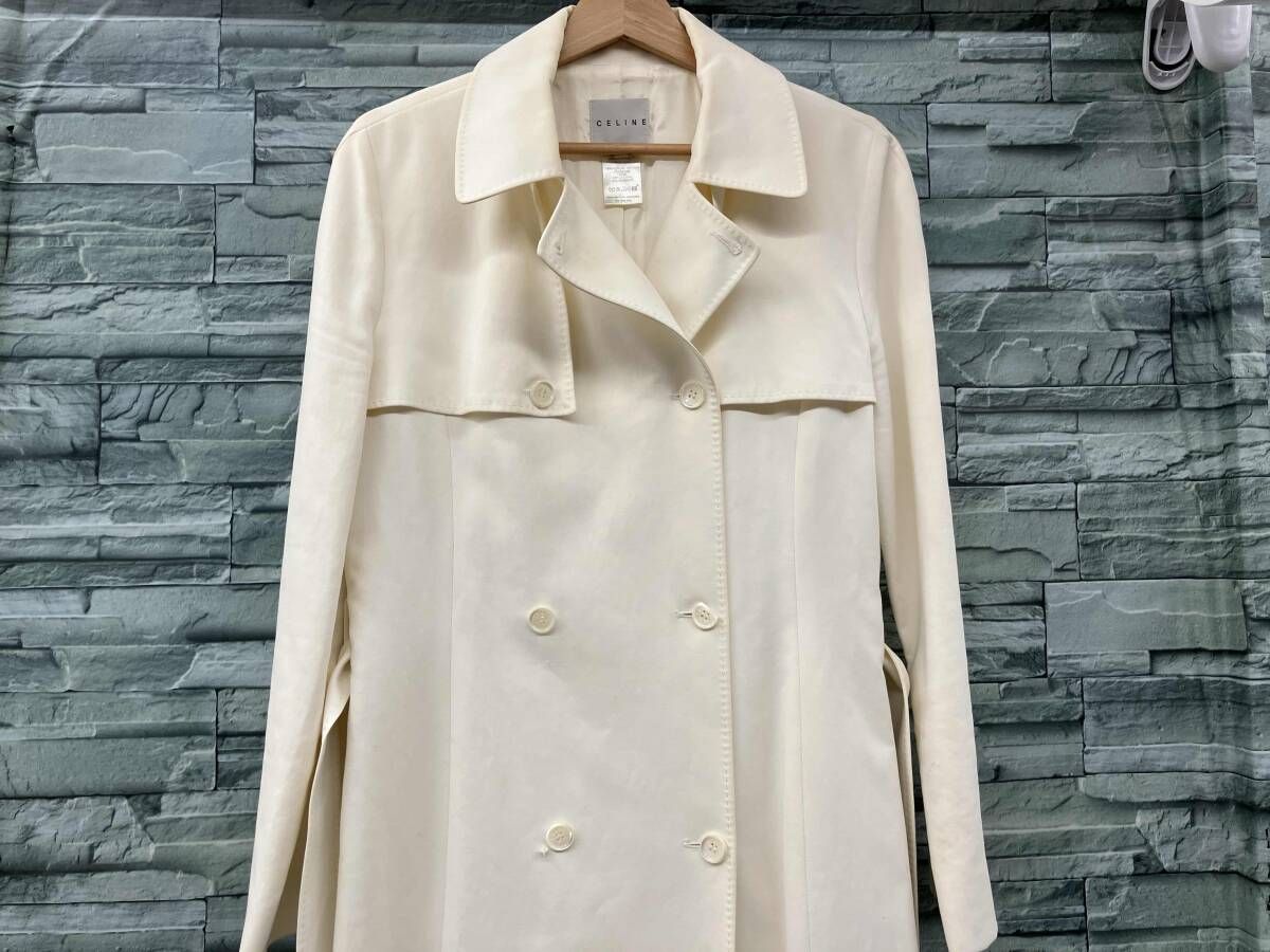 CELINE 白 トレンチコート 洋服/サイズ42/セリーヌ