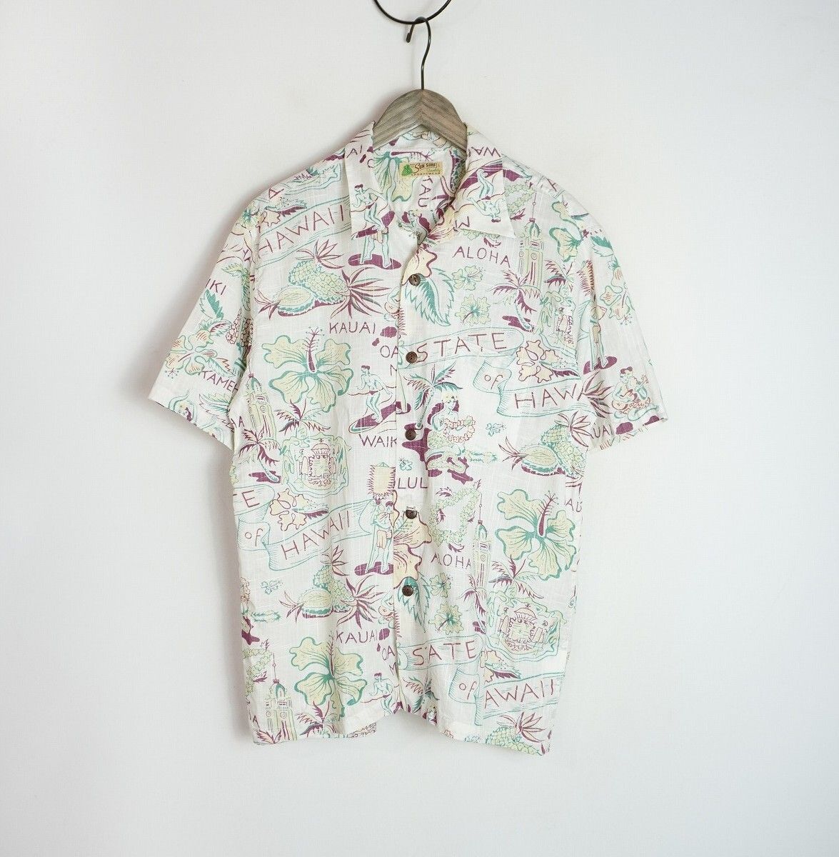 極美品 26SS SUN SURF サンサーフ COTTON LINEN SLUBYARN HAWAIIAN SHIRT STATE OF HAWAII SS39693 コットン リネン アロハ シャツ 3920Q♪